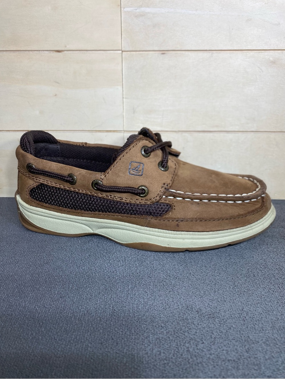 Sperry Top Sider Lanyard Boat Shoes Kid's Boy's Youth Size 1 M Brown Leather